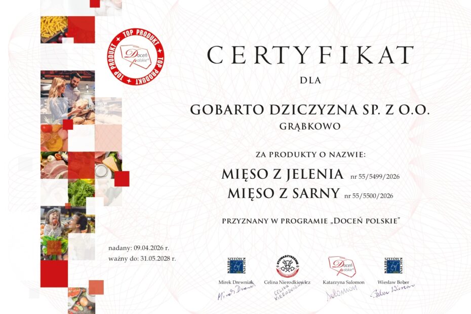 Wyróżnienie Gobarto Dziczyzna – 2026